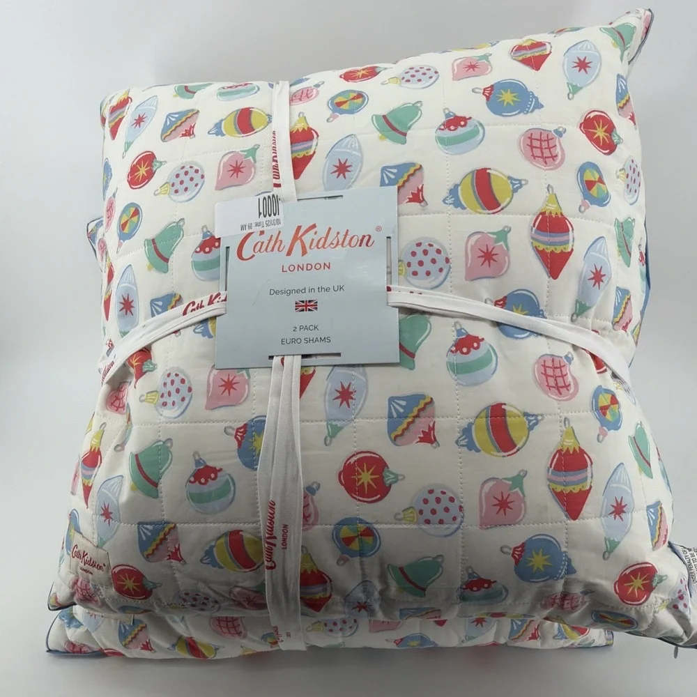 CATH KIDSTON LONDON Christmas Baubles‎ QUEEN QUILT NEW COTTON Euro Shams